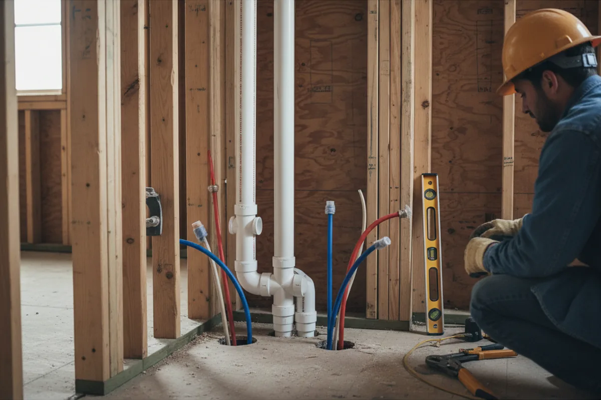 Drain and supply rough-in during Sump Pump Repair in Palm Beach Gardens