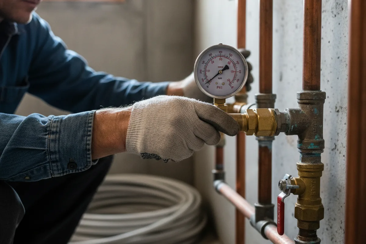 Pressure testing a repaired line during Water Line Repair in Palm Beach Gardens